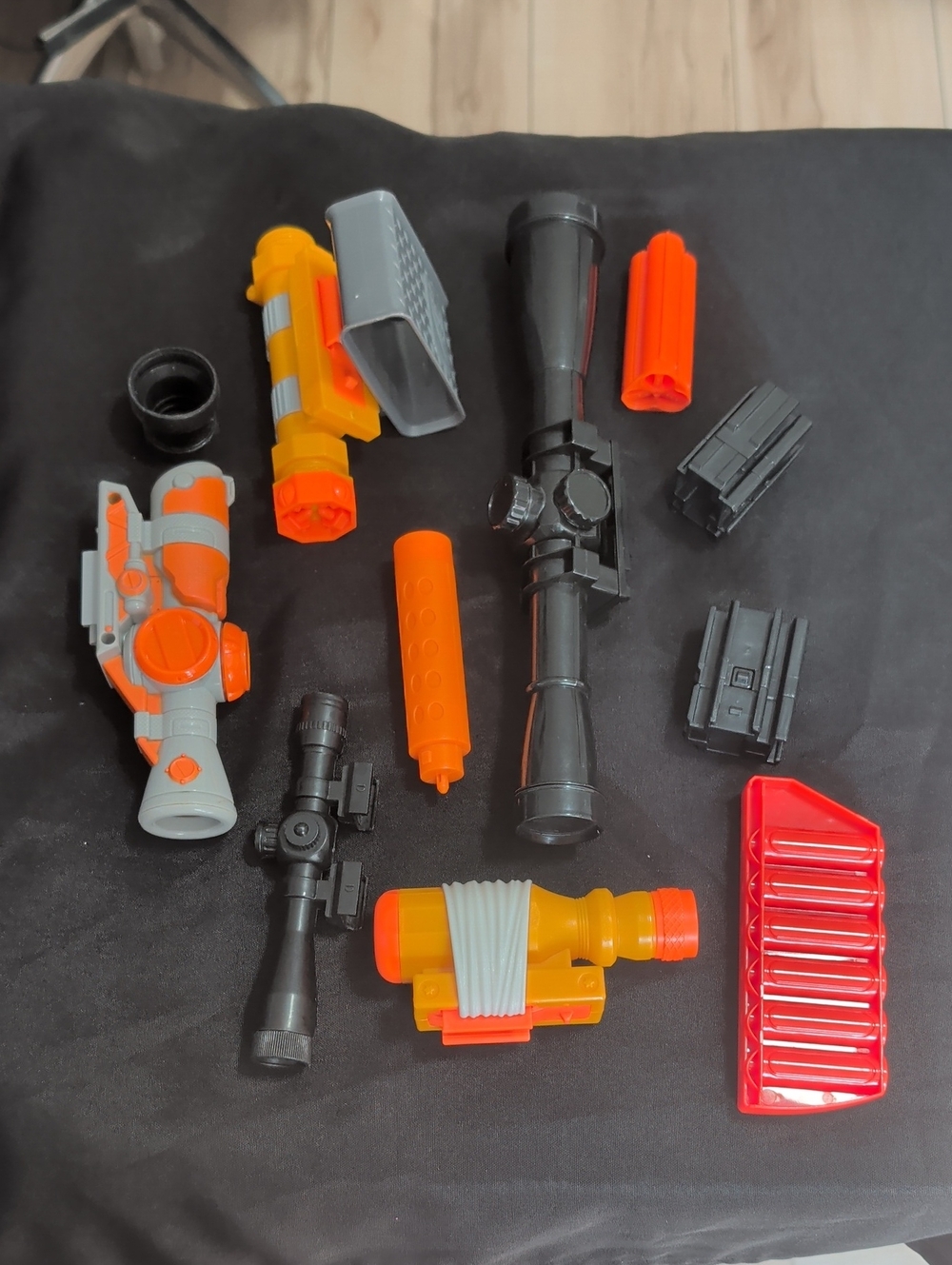 Lot Of Nerf Accessories- Scopes, Clips, And More!
